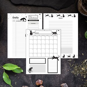 Printable Celestial Cat Planner| Cat Monthly Planner Pages| Cat Planner Bundle