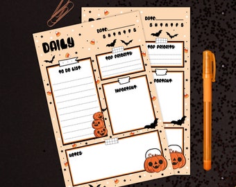 Halloween Daily Notepad| Pumpkin Tear Away Memo Pad| Orange Halloween To Do List| Spooky Memo Pad| Fall Stationery
