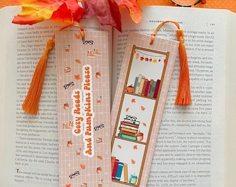Fall Bookshelf Bookmark Double Sided | Autumn Bookmark for Book Lovers | Cozy Bookish Fall Gift | Fall Reading Accessory