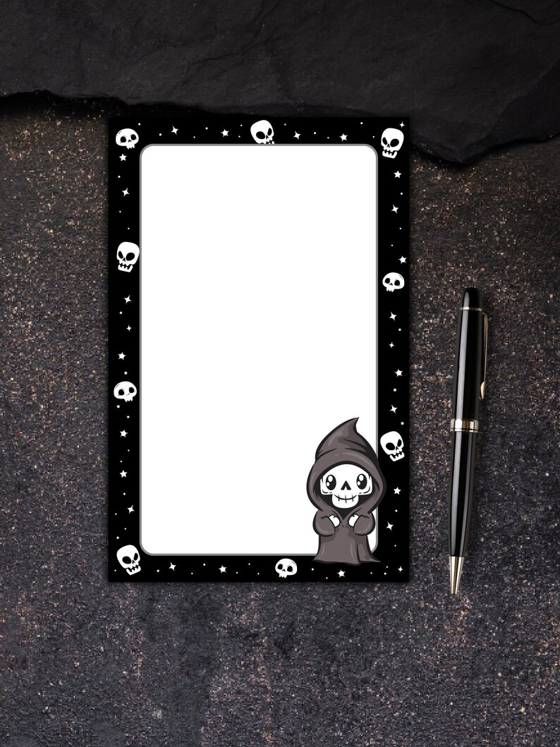 Grim Reaper Notepad| Halloween Memo Pad| Skull Tear Away Notepad| Spooky Goth Stationery image 5