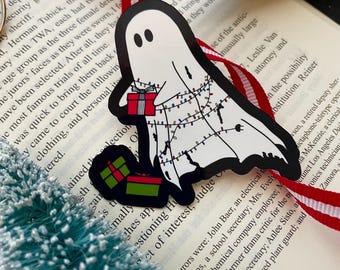 Cute Christmas Ghost Sticker for a Spooky Holiday