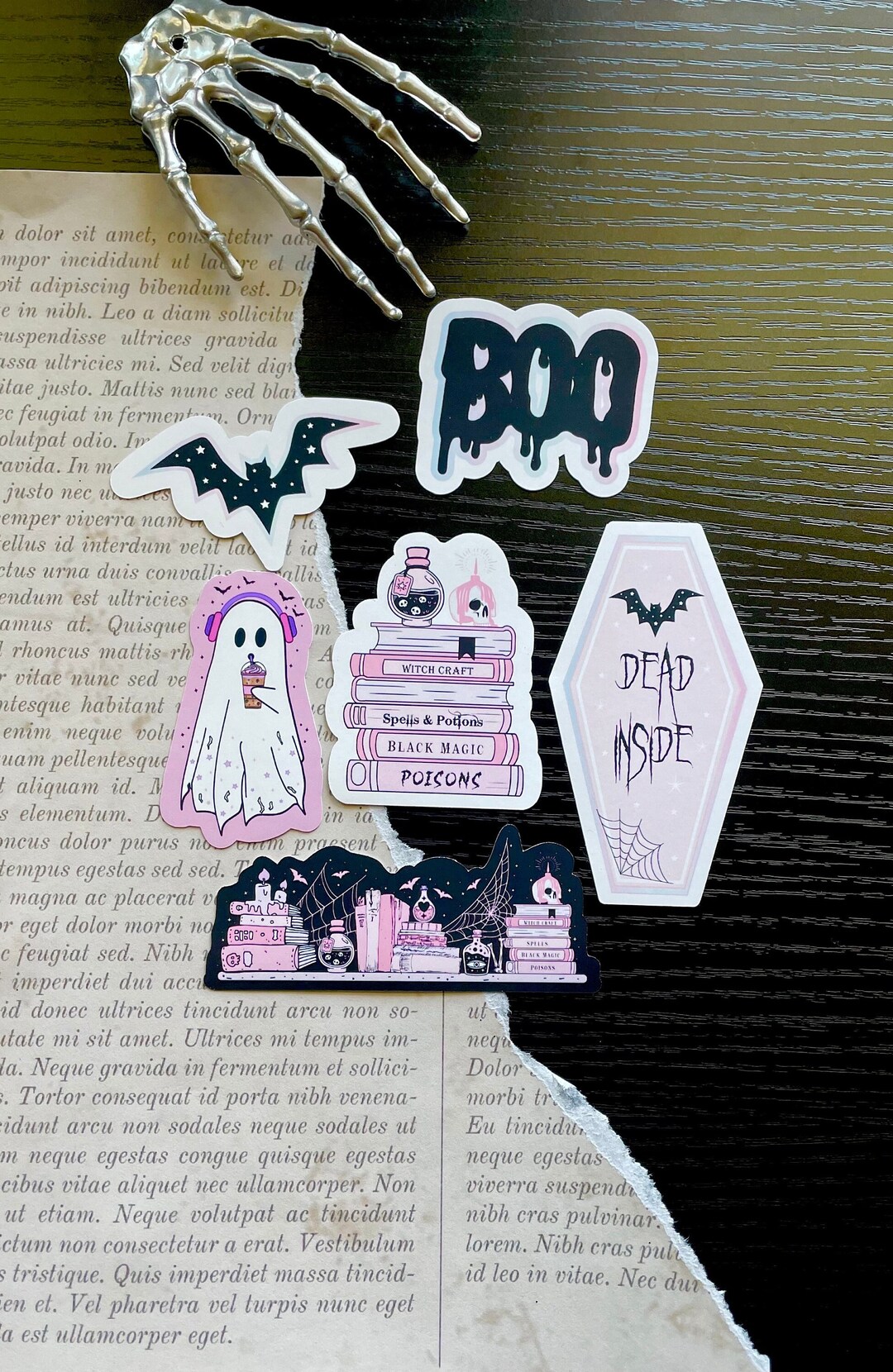 Pink Halloween Bookish Sticker Set Pastel Ghost Sticker Pack Spooky ...