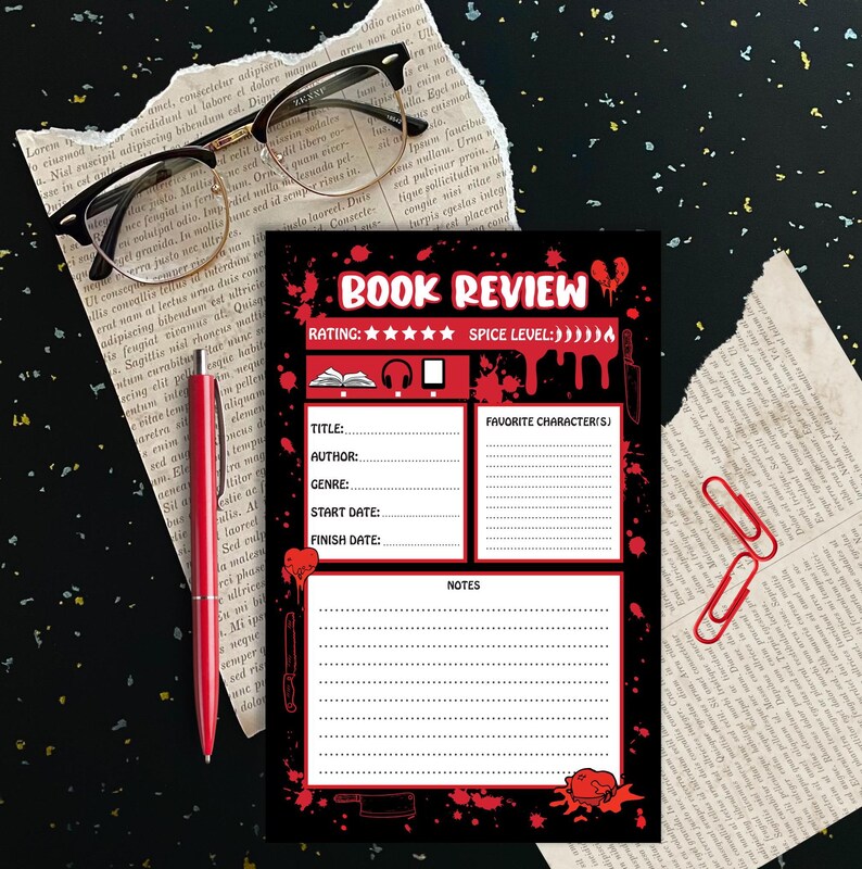 True Crime Book Review Notepad | Bloody Reading Tracker | Thriller ...