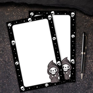 Grim Reaper Notepad| Halloween Memo Pad| Skull Tear Away Notepad| Spooky Goth Stationery image 1