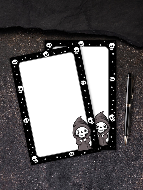Grim Reaper Notepad| Halloween Memo Pad| Skull Tear Away Notepad| Spooky Goth Stationery