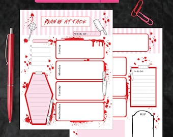 Weekly Planner Instant Download| Printable Weekly Planner Pages| Blood Splatter Planner PDF Files
