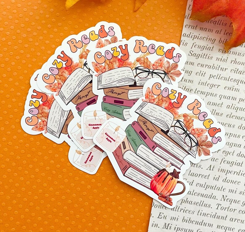 Fall Bookish Sticker| Fall Book Stack Sticker| Books and Pumpkin Spice| Spicy Book Reader image 3