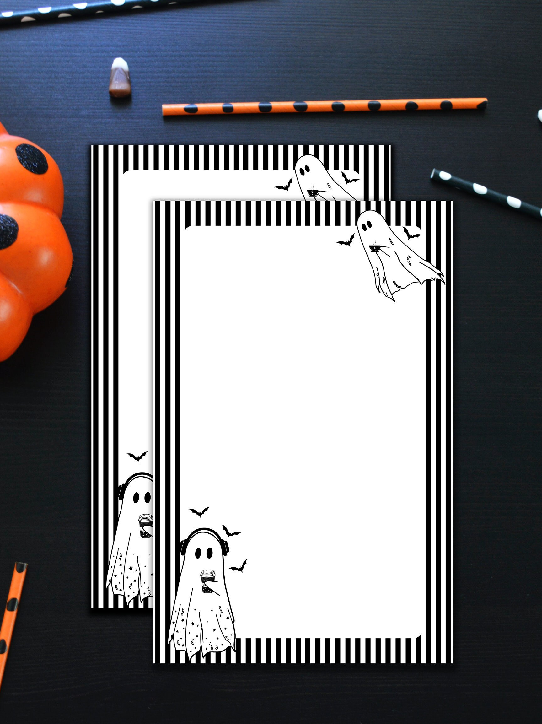 Notepad Template Goth Simple Ghost Notepad| Coffee Ghost Notepad| Gothic Memo Pad| Halloween Tear ...