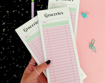 Magnetic Grocery List Notepad | Vintage Diner Notepad | Shopping List Fridge Pad