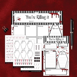 Kill List Stationery Gift Set| Killer Notepad Bundle Set| Gothic Note Pad Stationery Pack| True Crime Sticker Set
