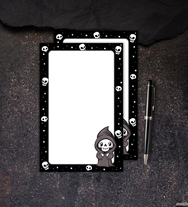 Grim Reaper Notepad| Halloween Memo Pad| Skull Tear Away Notepad| Spooky Goth Stationery image 3