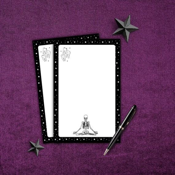 Skeleton Tear Away Notepad| Gothic Notepad| Starry Note Pad| Halloween Memo Pad| Spooky Cute Goth Stationery
