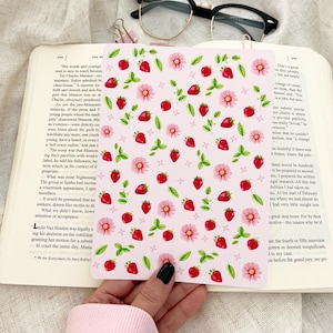 Strawberry Kindle Insert| Pink Daisy And Strawberry E-Readers Insert