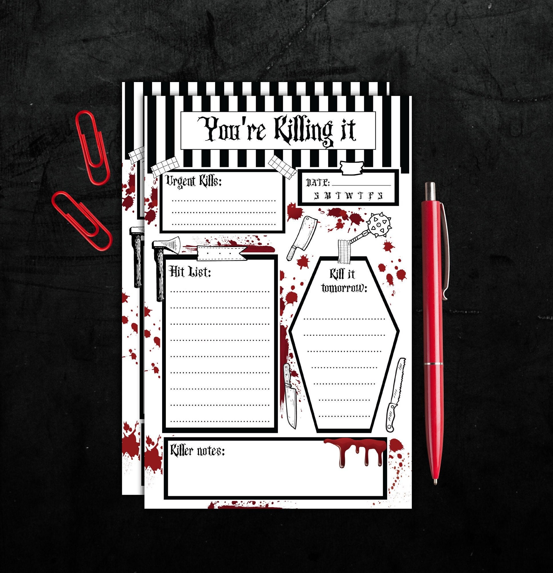 Daily Kill List Notepad| Killer Note Pad| Gothic Note Pad| True Crime ...