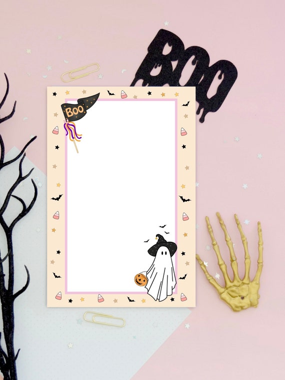 Halloween Memo Pad| Ghost Notepad| Spooky Stationery| Boo Planner Pad| Retro Halloween|Candy Corn| Black Bats| Retro Ghost