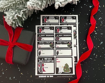 Krampus Christmas Gift Stickers, Gothic Holiday Gift Labels for Spooky Wrapping