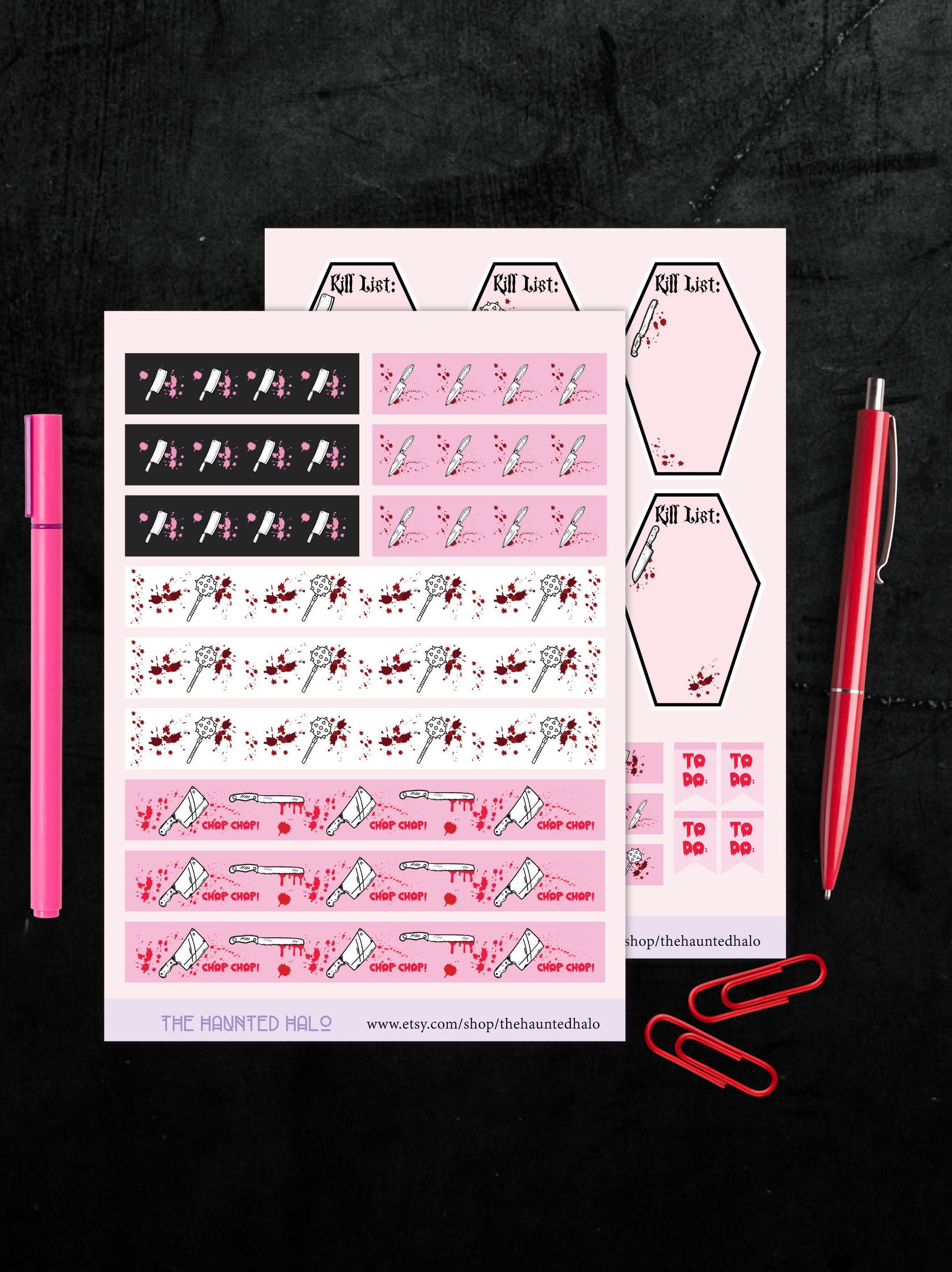 Pink Coffin Planner Sticker Sheet| Killer Notes Planner Stickers ...