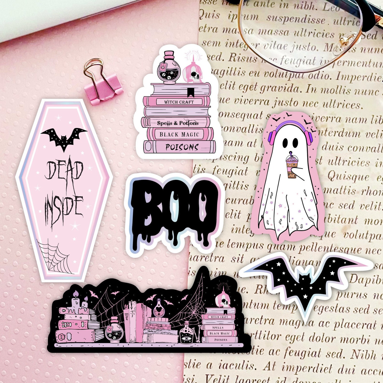 Pink Halloween Bookish Sticker Set| Pastel Ghost Sticker Pack| Spooky ...