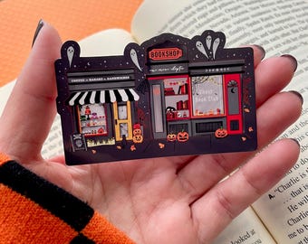 Halloween Town Sticker | Coffee Shop Vinyl Sticker | Halloween Bookish Sticker
