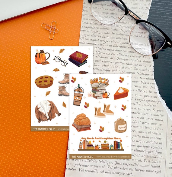 Fall Bookish Sticker| Fall Book Stack Sticker| Fall Stickers Sheets| Autumn Planner Stickers