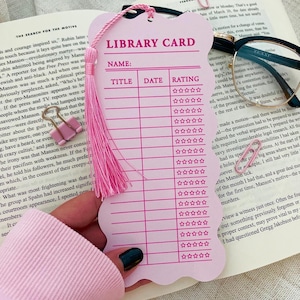 Pink Library Card Bookmark | Reading List Bookmark | Book Tracker