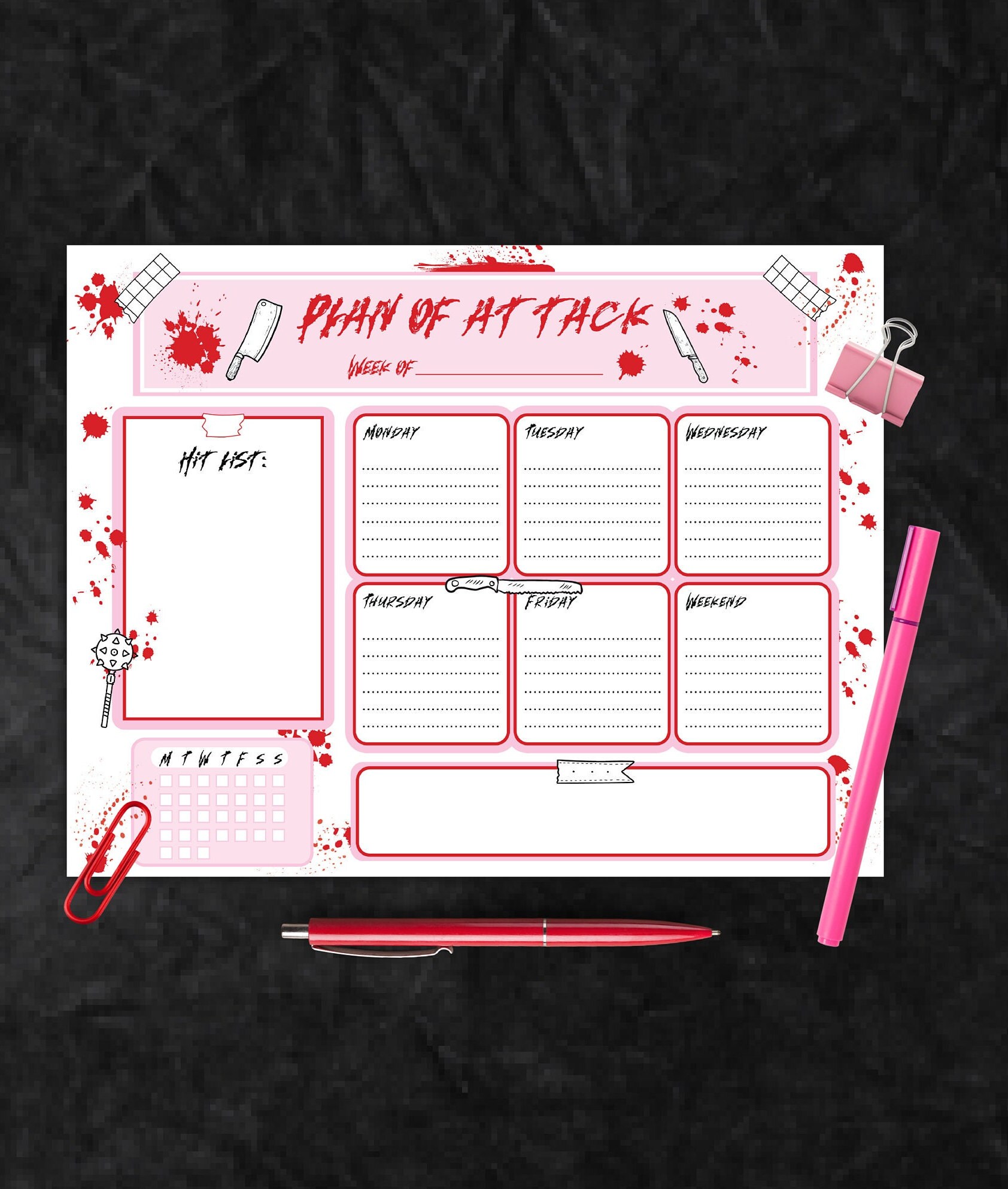 Weekly Notepad| Killer Note Pad| Pastel Goth Weekly Planner| True Crime ...