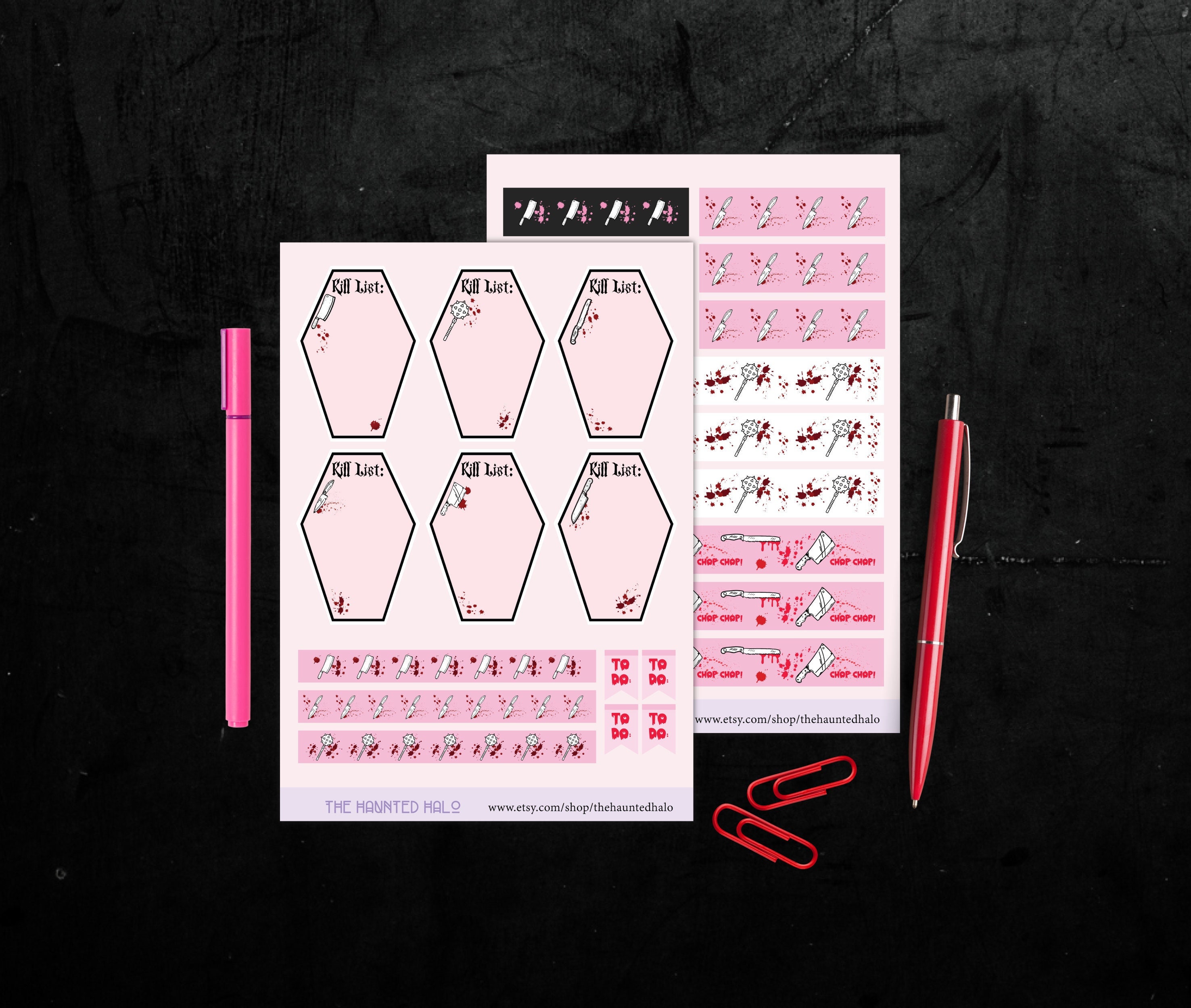 Pink Coffin Planner Sticker Sheet| Killer Notes Planner Stickers ...