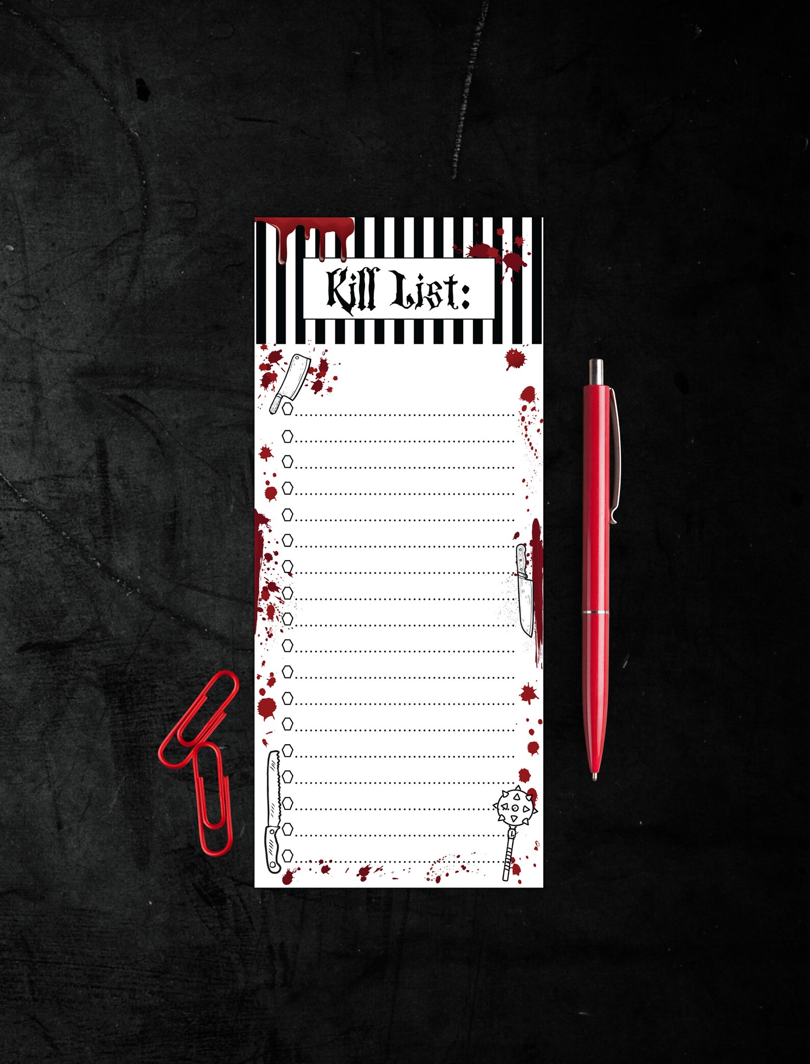 Kill List Notepad| Blood Splatter Note Pad| Gothic to Do List| True ...
