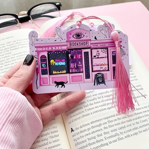 Pink Halloween Bookstore Bookmark | Spooky Cute Tassel Bookmark | Girly Bookish Halloween Gift | Boo Basket Filler