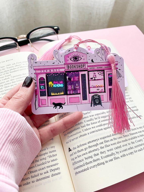 Pink Halloween Bookstore Bookmark | Spooky Cute Tassel Bookmark | Girly Bookish Halloween Gift | Boo Basket Filler