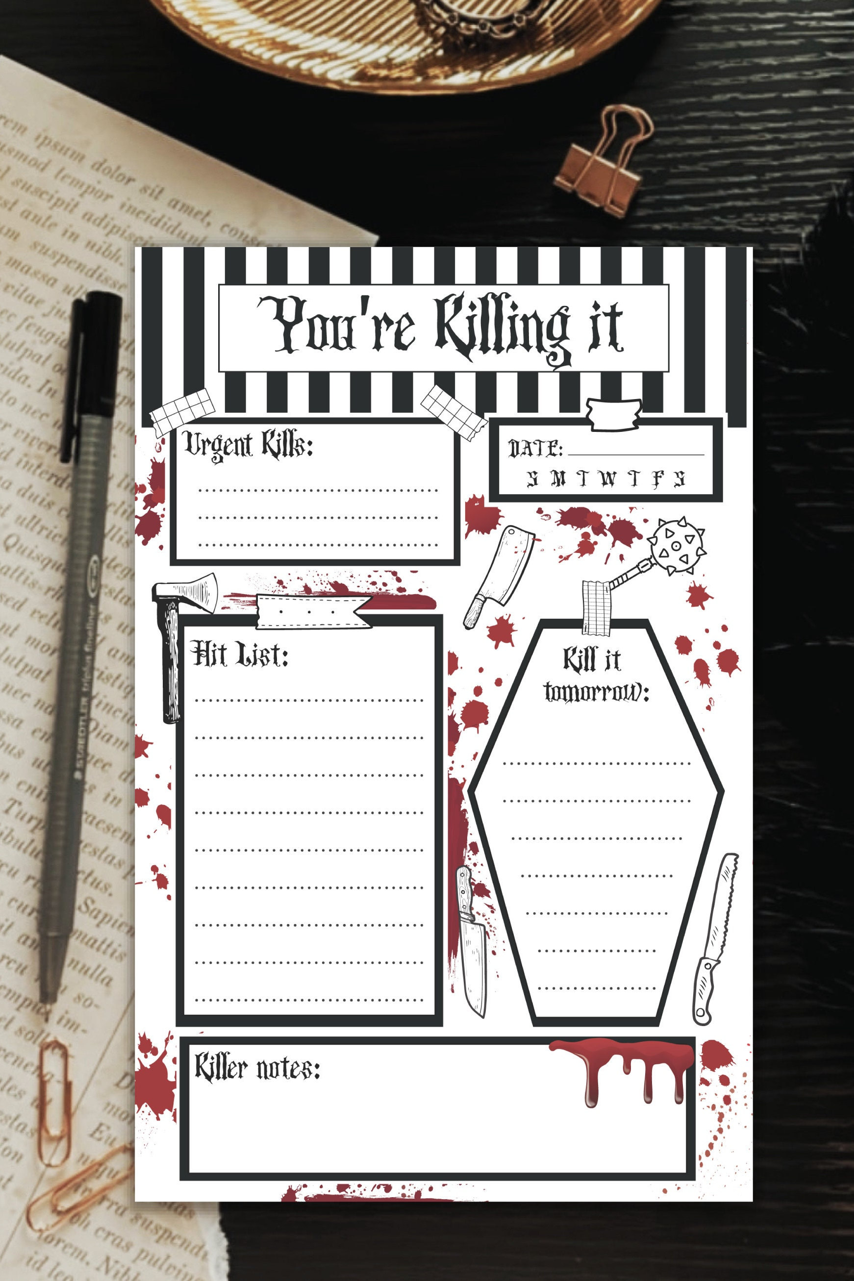 Daily Kill List Notepad| Killer Note Pad| Gothic Note Pad| True Crime ...