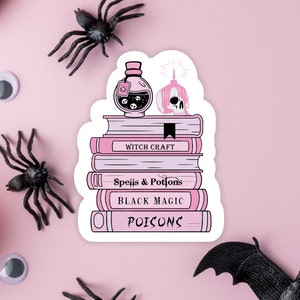 Pastel Goth Book Sticker| Pink Halloween Book Sticker| Pastel Witch Sticker| Spooky Book Lover| Witchy Bookish