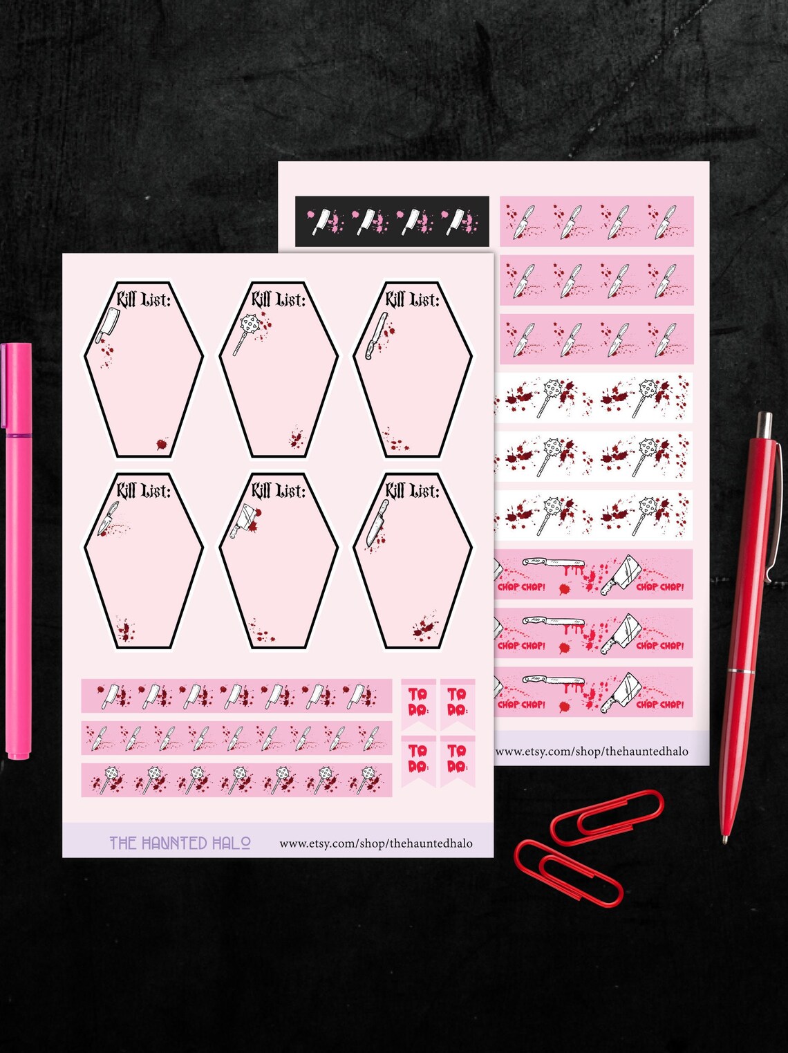 Pink Coffin Planner Sticker Sheet| Killer Notes Planner Stickers ...