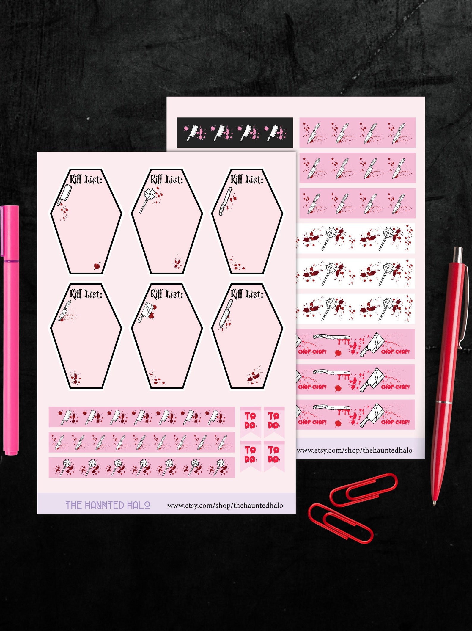 Pink Coffin Planner Sticker Sheet| Killer Notes Planner Stickers ...