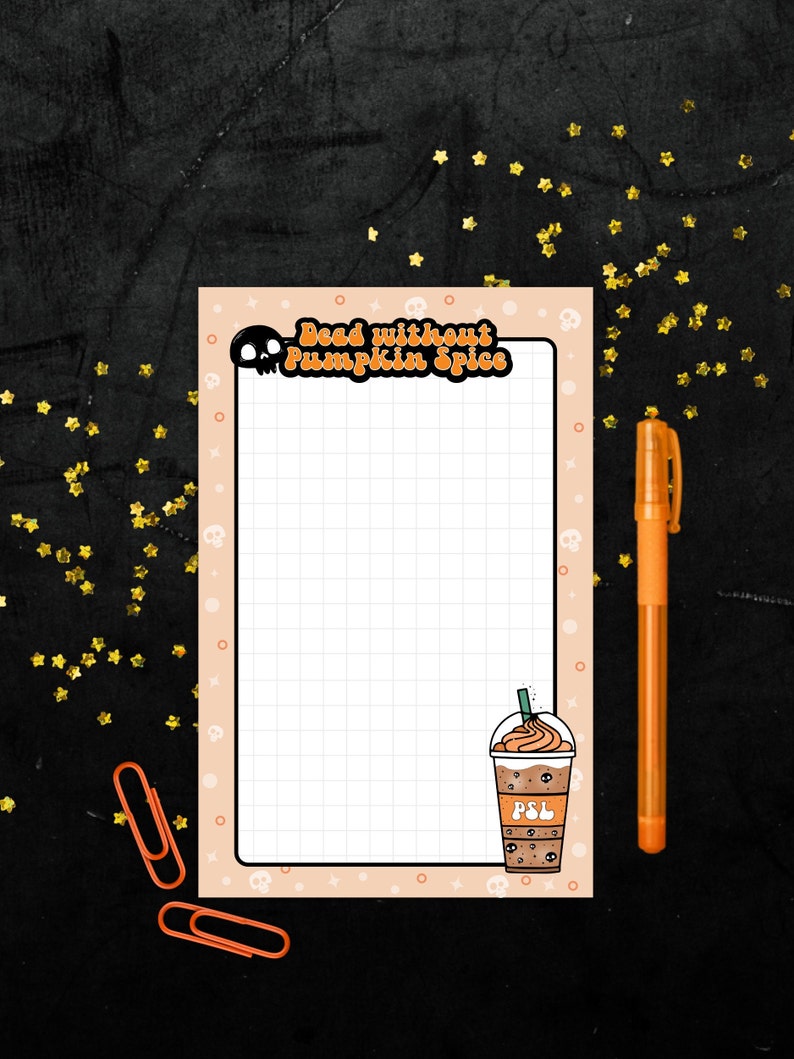 Spiced Notes Pumpkin Spice Notepad| Halloween Note Pad| Spooky Iced Coffee Memo Pad ...