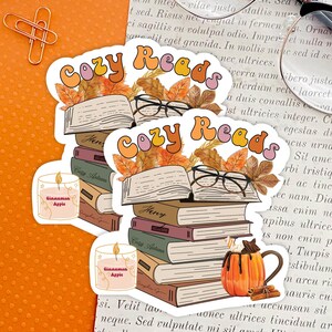 Fall Bookish Sticker| Fall Book Stack Sticker| Books and Pumpkin Spice| Spicy Book Reader image 4