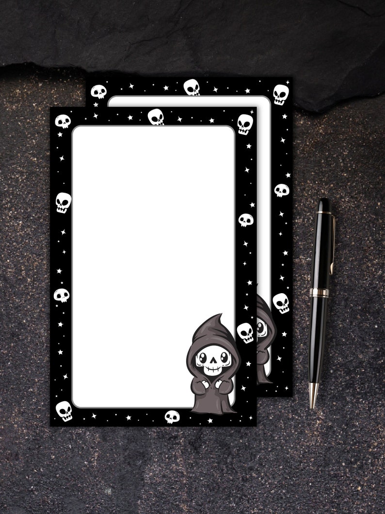 Grim Reaper Notepad| Halloween Memo Pad| Skull Tear Away Notepad| Spooky Goth Stationery image 4