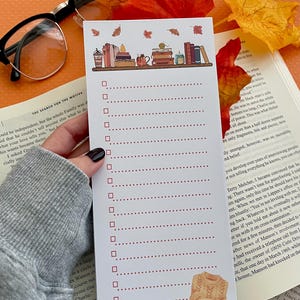 Fall Notepad | Fall Season to Do List | Autumn Bookshelf Memo Pad ...
