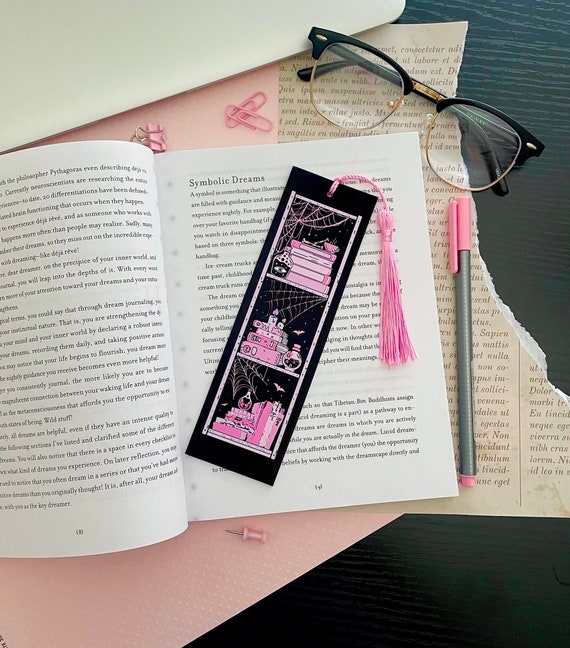 Spooky Bookshelf Bookmark With Tassel| Witchy Bookcase Bookmark| Ghost Bookmark