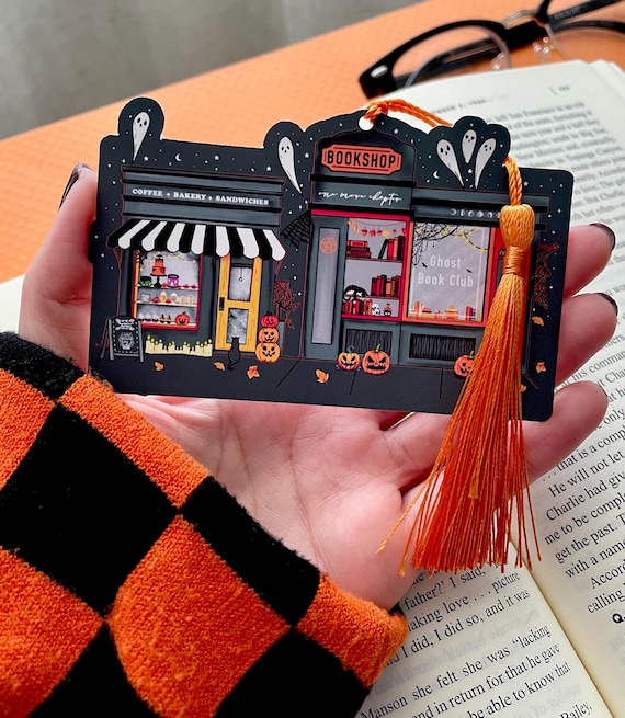 Halloween Town Bookmark | Spooky Tassel Bookmark Black and Orange | Boo Basket Filler | Bookish Halloween Gift