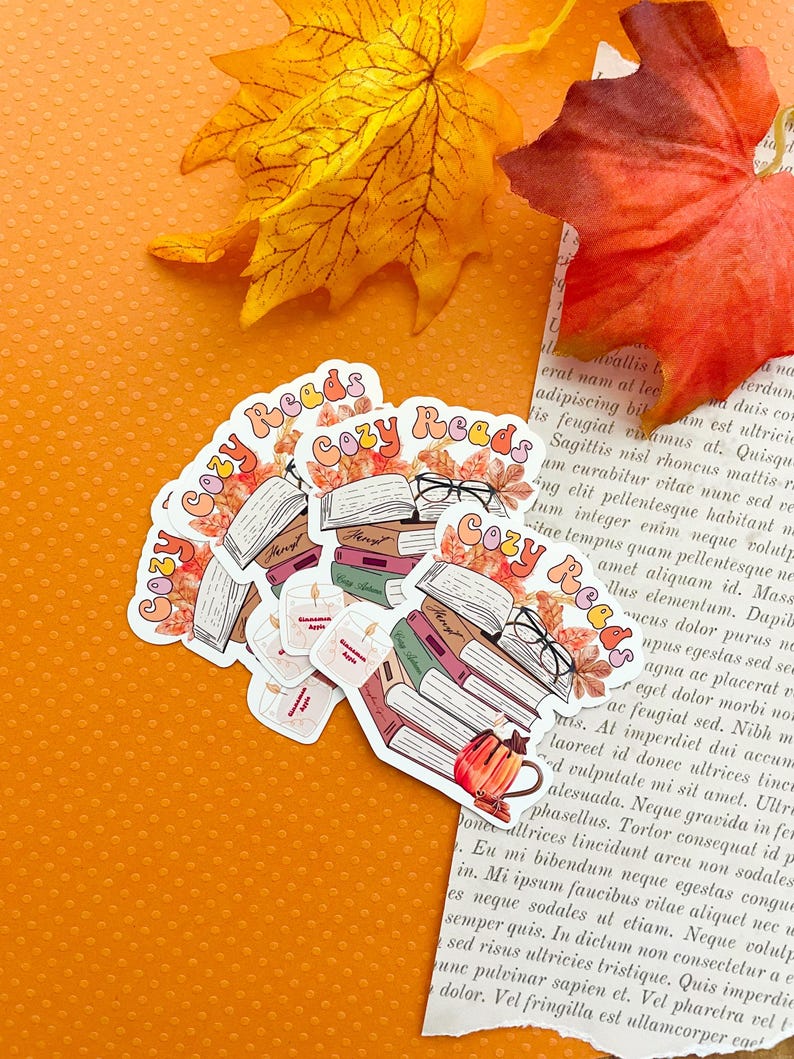 Fall Bookish Sticker| Fall Book Stack Sticker| Books and Pumpkin Spice| Spicy Book Reader image 5
