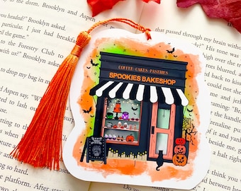 Halloween Bakery Bookmark for Book Lovers with Spooky Bakery Art