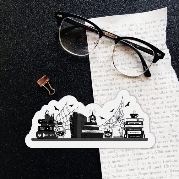 Spooky Bookshelf Sticker| Witchy Bookshelf Sticker| Gothic Books Sticker| Spooky Book Lover| Bookish