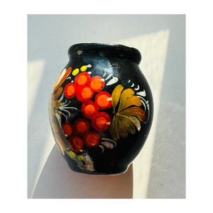 Small Hand Painted  Vase with Ukrainian Petrykivka Painting Folk Art  Mother&#39;s Day Gift Authentic Handmade Miniature ornament.