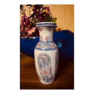 Vintage  Modern Italian ceramic Vase blue  home decoration