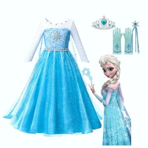 Elsa Frozen 2 DressElsa Blue Frozen Costume,Birthday Girl Princess,Frozen 2 Dress with Rhinestones,Toddlers,Girls,Outfit,Theme