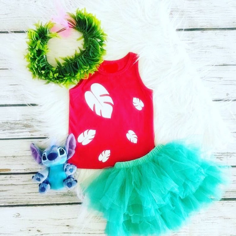 Ready to Ship,Lilo and Stitch,Toddler Girl,Lilo Red Shirt,Green Tutu,Lilo Birthday Party,Theme,Decoration,Dress Outfit,Lilo
