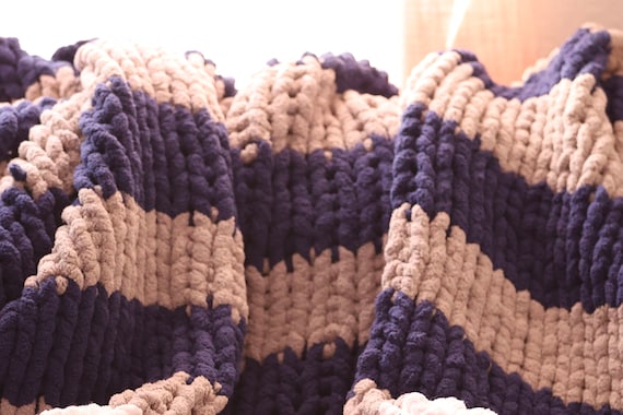 Super Soft Handmade Chunky Yarn Throw Blanket. Perfect Winter Gift.