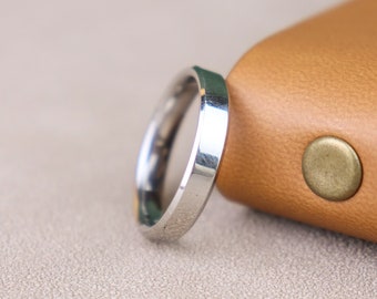 Anillo de acero inoxidable negro/plata de 4 mm grabado personalizado, anillo unisex, anillo de acero inoxidable, anillo grabado personalizado, anillo personalizado