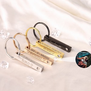 Porte-clés photo par projection personnalisé pour lui pour elle, porte-clés personnalisé avec photo à l'intérieur, meilleur cadeau pour lui papa mari maman